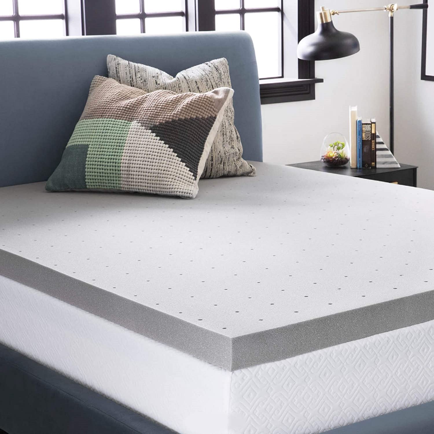 LUCID 3 Inch Bamboo Charcoal Mattress Topper